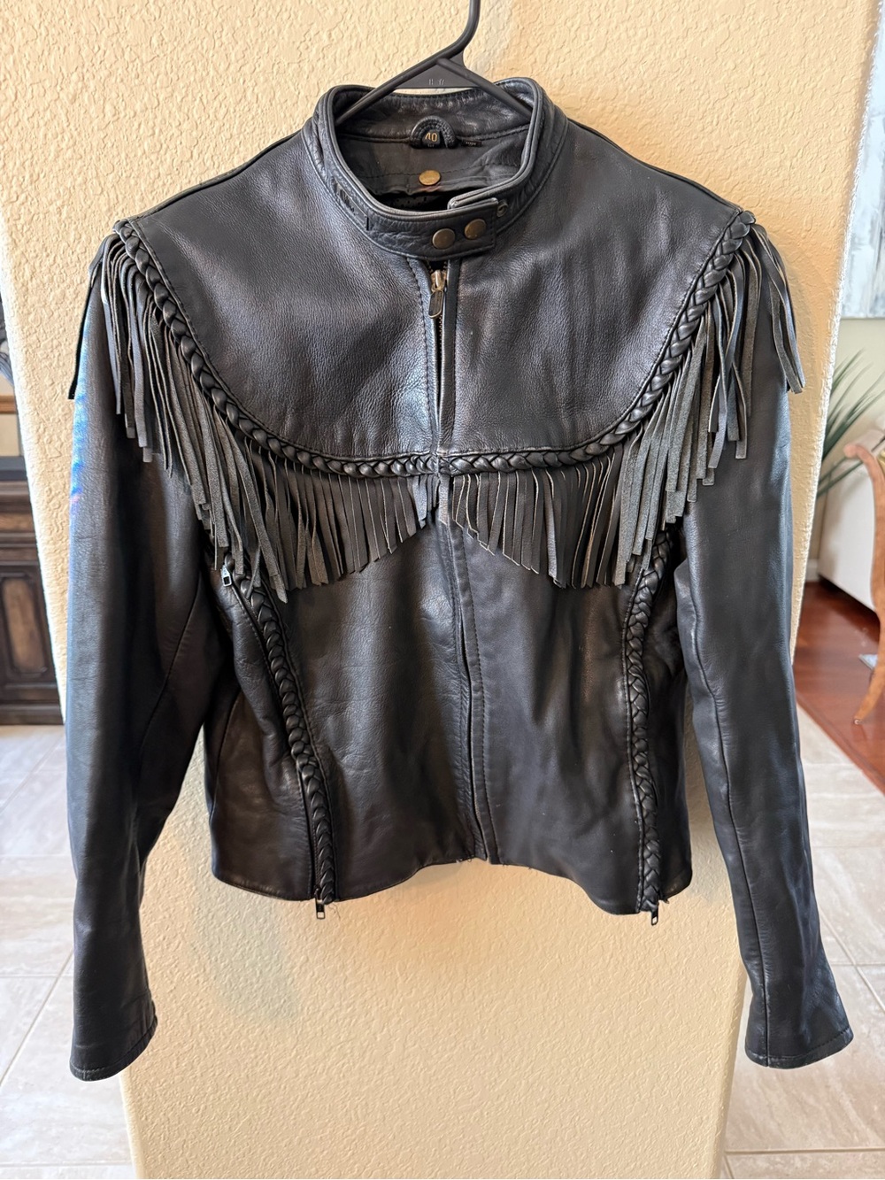 Harley Davidson Willie G collab Black Leather Fringe Motorcycle Jacket